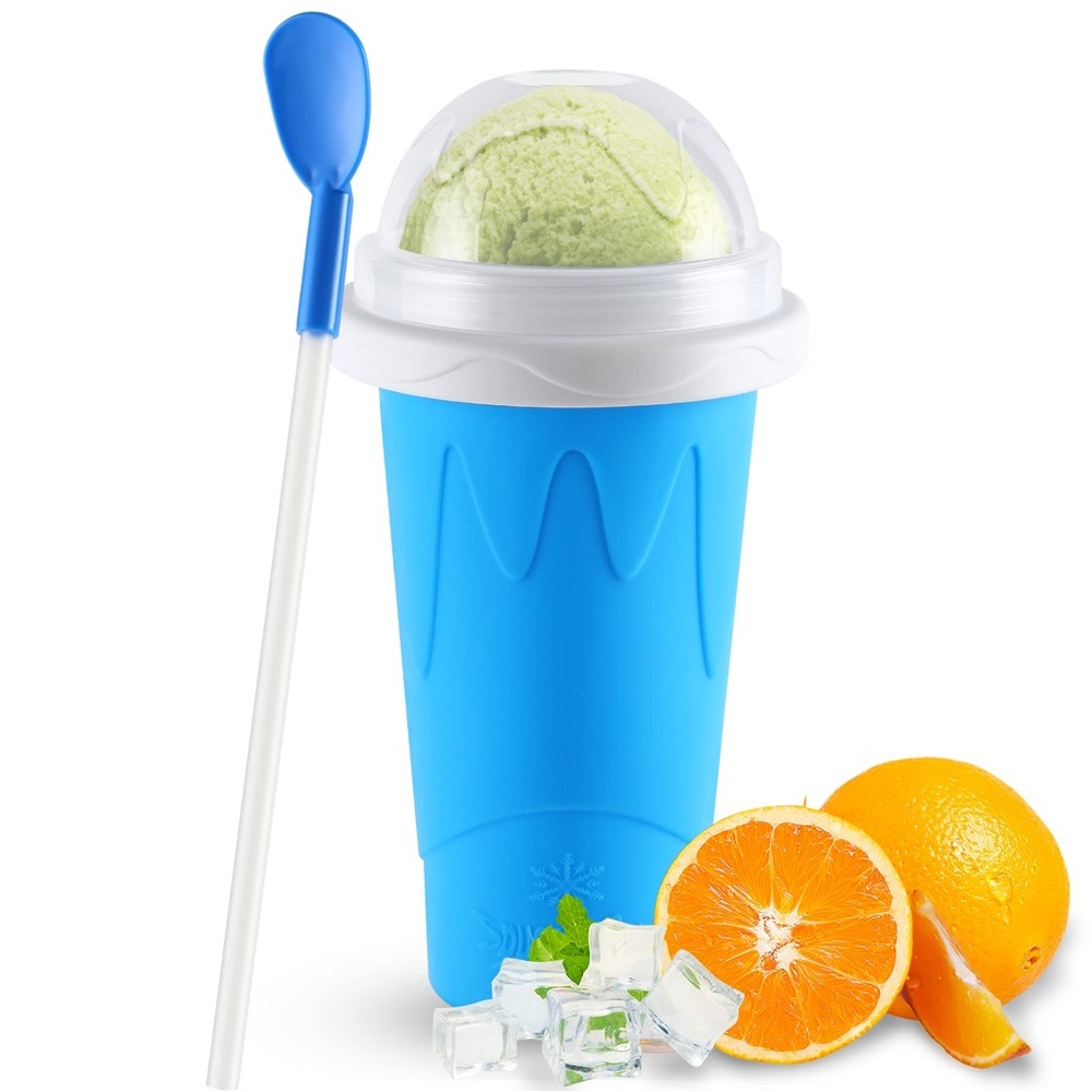 Slushie Cup Maker Squeeze, DIY Quick Frozen Magic Cup Slushy With Lids And Straw